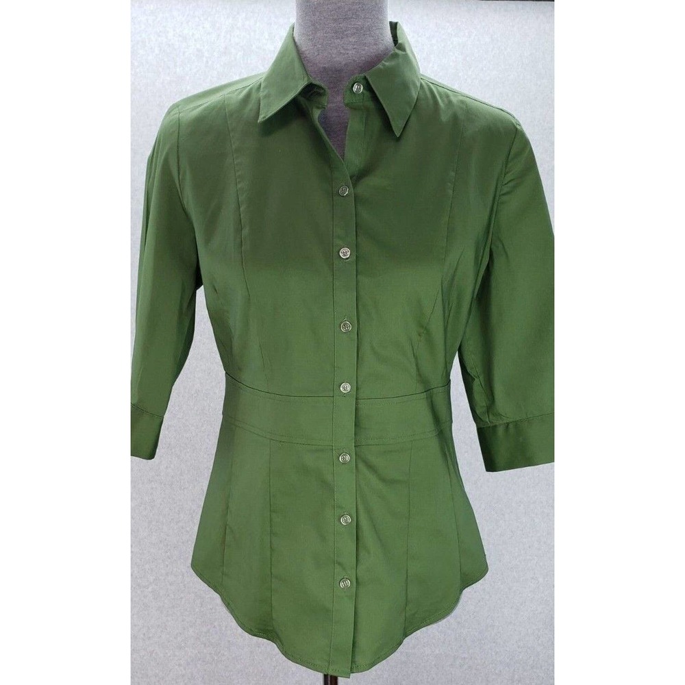 New York Company 7th Ave Design Studio Button Up Top Womens Size Small Green